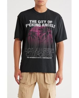 DIET STARTS MONDAY City Of Angels Cotton Graphic T-Shirt - Black