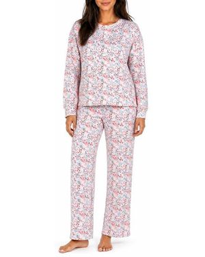 LOFT Soft Hacci Long Sleeve Henley Pajamas - Red