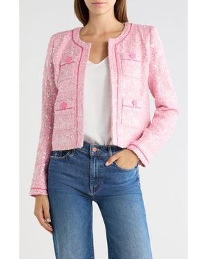 L'Agence Niko Bracelet Sleeve Tweed Jacket - Blue