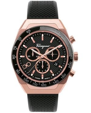 Ferragamo Salvatore Slx Chronograph Rubber Strap Watch, 43Mm - Black