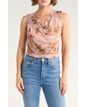 Leith Drape Front Mesh Top - Blue