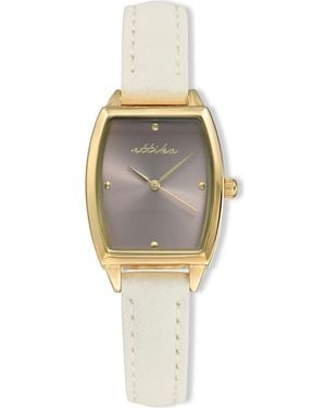 Ettika Classic Quartz Leather Strap Watch, 25Mm X 37Mm - Metallic