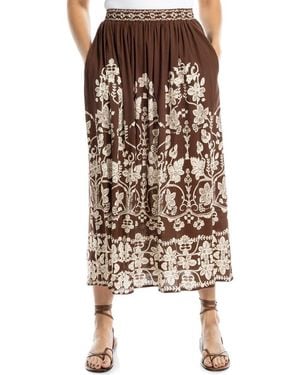 Max Studio Floral Midi Skirt - Brown