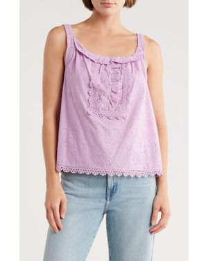 Democracy Eyelet Sleeveless Top - Purple