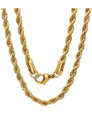Steeltime 18K Plated Stainless Steel Rope Chain Necklace - Metallic