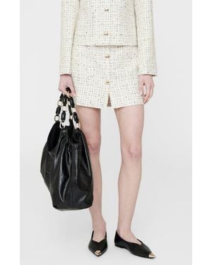 Anine Bing Mateo Tweed Miniskirt - White