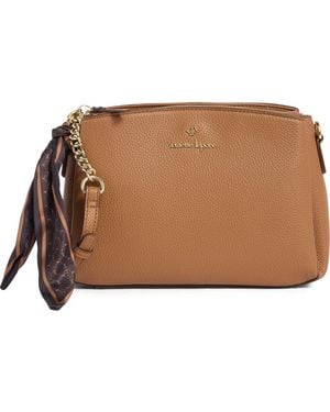 Nanette Lepore Triple Section Crossbody Bag With Scarf - Brown