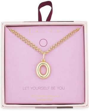 Leith Lowercase Initial Bubble Pendant Necklace - Pink