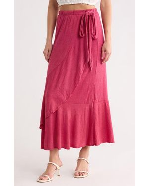 Go Couture Wrap Midi Skirt - Pink