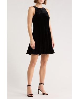 Halogen® Velour A-Line Midi Dress - Black
