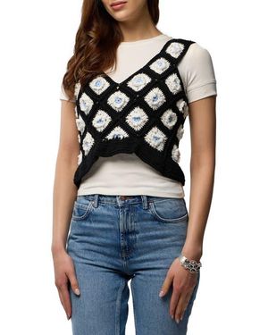 Saachi Crochet Sweater Vest - Blue