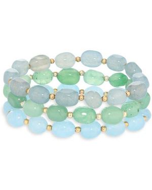 Natasha Couture Set Of 3 Beaded Stretch Bracelets - Green