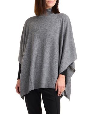 Bruno Magli Turtleneck Wool & Cashmere Poncho - Gray