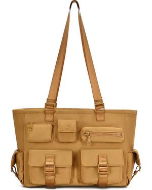 Sasha + Sofi Multi Pocket Tote With Crossbody Strap - Brown