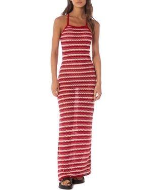 Maaji Wave Rosabella Open Stitch Cover-Up Dress - Red