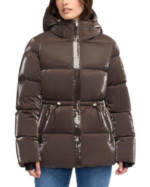 Scotch & Soda Enola Water Repellent Channel Quilted Down Jacket - Brown