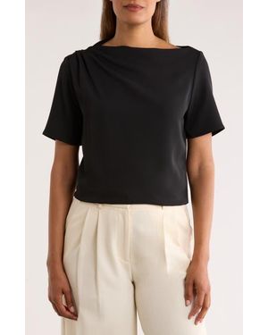 Nordstrom Rack Pleated Shoulder Short Sleeve Top - Black