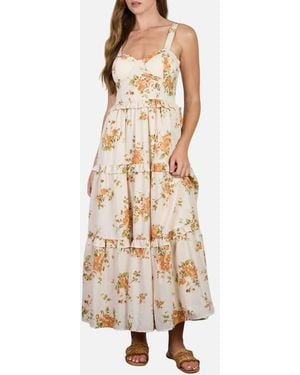 Blu Pepper Floral Corset Ruffle Tiered Dress - Natural