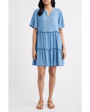 Beach Lunch Lounge Vale Tiered Cotton Dress - Blue