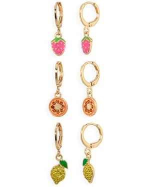 Leith 3-Pack Assorted Fruit Drop Huggie Hoop Earrings - White