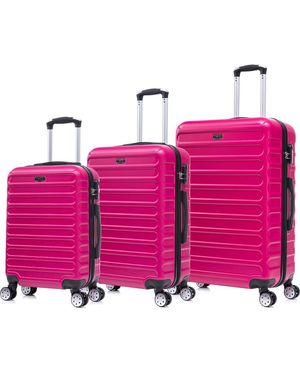 TUCCI Carravia Hardshell 3-Piece Spinner Luggage Set - Pink