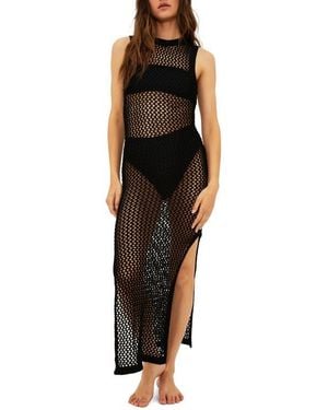 Beach Riot Holly Sheer Open Knit Cover-Up Dress - Black