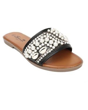 Seven7 Embellished Slide Sandal - Black