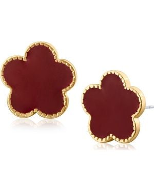 Jardin Enamel Clover Stud Earrings - Red
