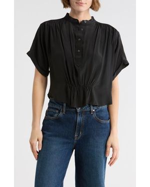 Madewell Grace Short Sleeve Peplum Top - Black