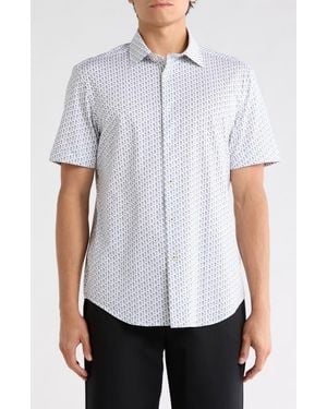 Bugatchi Short Sleeve Woven Shirt - Blue