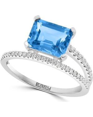 Effy Diamond & Topaz Crossover Ring - Blue