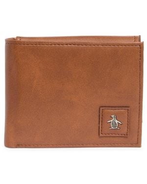 Original Penguin Leather Passcase Wallet - Brown