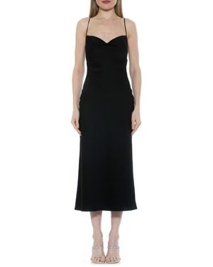 Alexia Admor Dionee Draped Cowl Neck Midi Dress - Black
