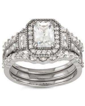 FZN Set Of 3 Lab Grown Sapphire Stackable Rings - White