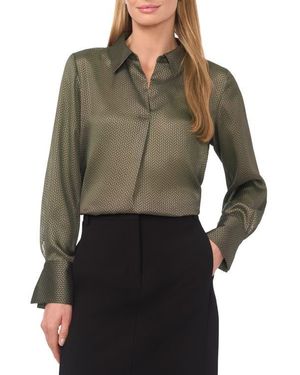 Halogen® Collared Herringbone Popover Top - Brown