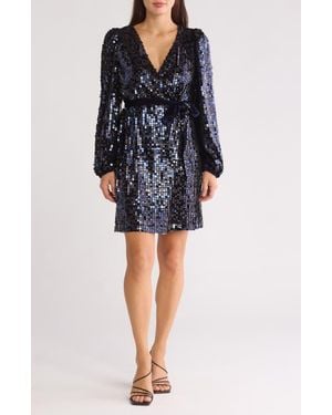 Nanette Lepore Sequined Tie Waist Long Sleeve Dress - Black