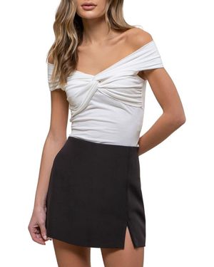 Blu Pepper Off The Shoulder Knit Crop Top - Black