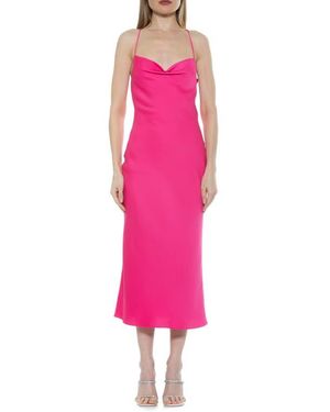 Alexia Admor Draped Cowl Neck Midi Dress - Pink