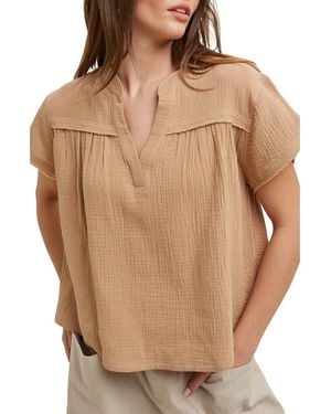 Wishlist Cotton Gauze Top - Brown