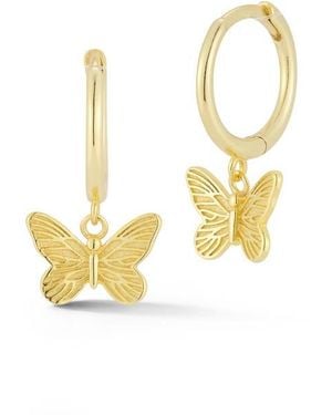 Glaze Jewelry Sterling Butterfly Huggie Hoop Earrings - Metallic