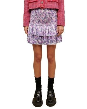 Maje Juvard Abstract Floral Tiered Miniskirt