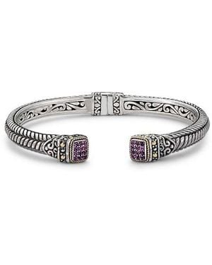 Samuel B. Woven Pavé Tipped Bangle - Multicolor