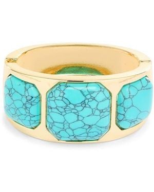 Natasha Couture Stone Hinged Bangle Bracelet - Blue
