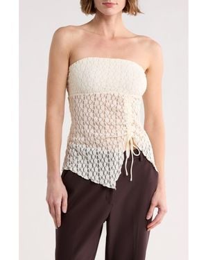 Abound Lace Asymmetrical Hem Tube Top - White