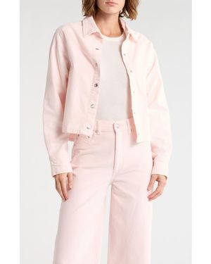 DL1961 Montauk Corduroy Crop Button-Up Shirt - Pink