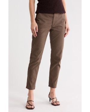 AG Jeans Caden Gingham Tapered Casual Pants - Brown
