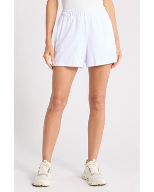 DKNY Metallic Logo High Rise French Terry Shorts - White