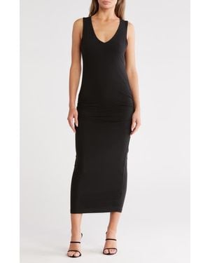 James Perse Twisted Cap Sleeve Ruched Maxi Dress - Black
