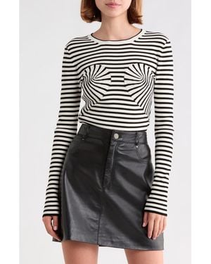 Marc Jacobs Striped Trompe L'Oeil Bow Sweater - White