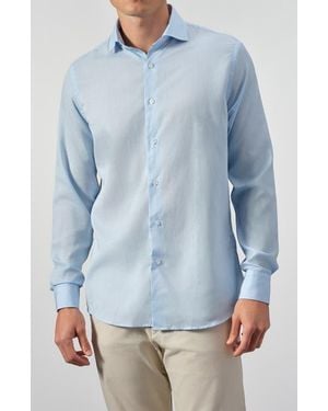 STUDIO GARNET LOS ANGELES Linen & Tencel Button Up Shirt - Blue